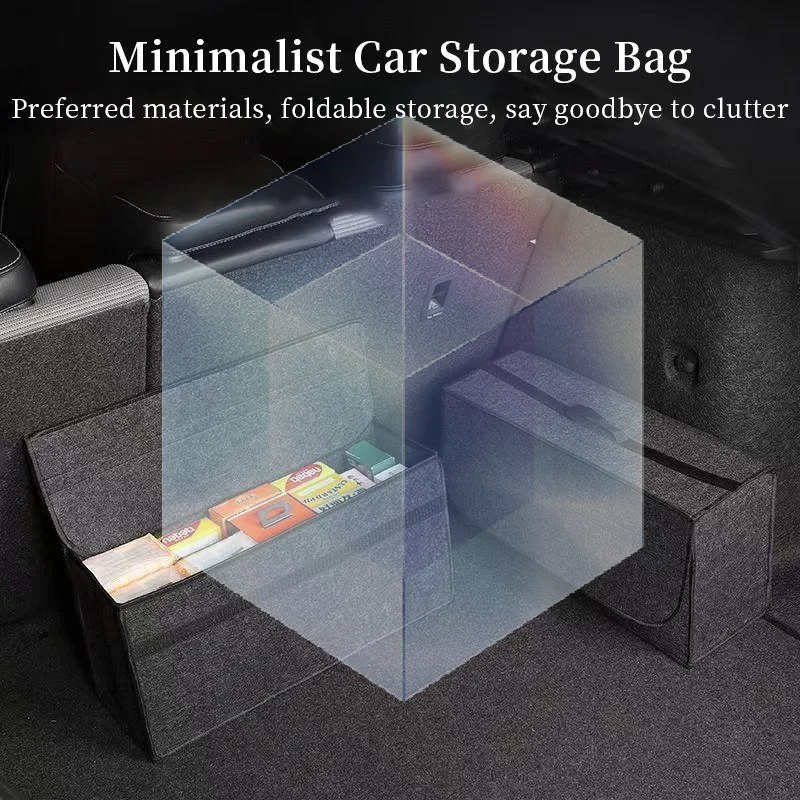 1Pcs Foldable Car Trunk Felt Storage Bag With Portable Handle Wear Resistant