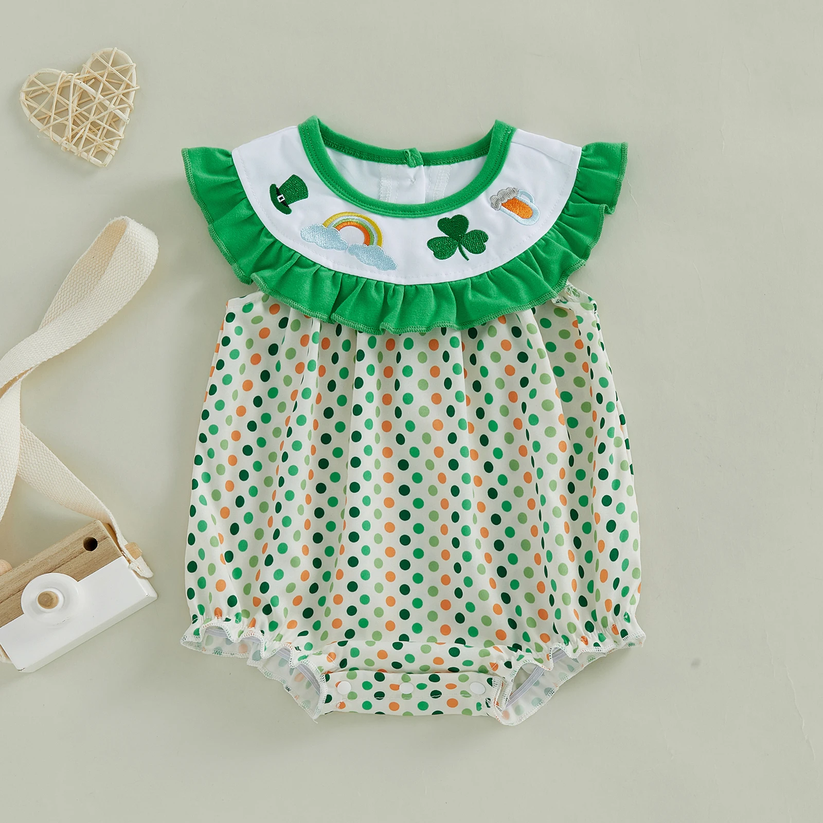 

Комбинезон для девочки в ирландском стиле с вышивкой клевером, модный, милый, без рукавов