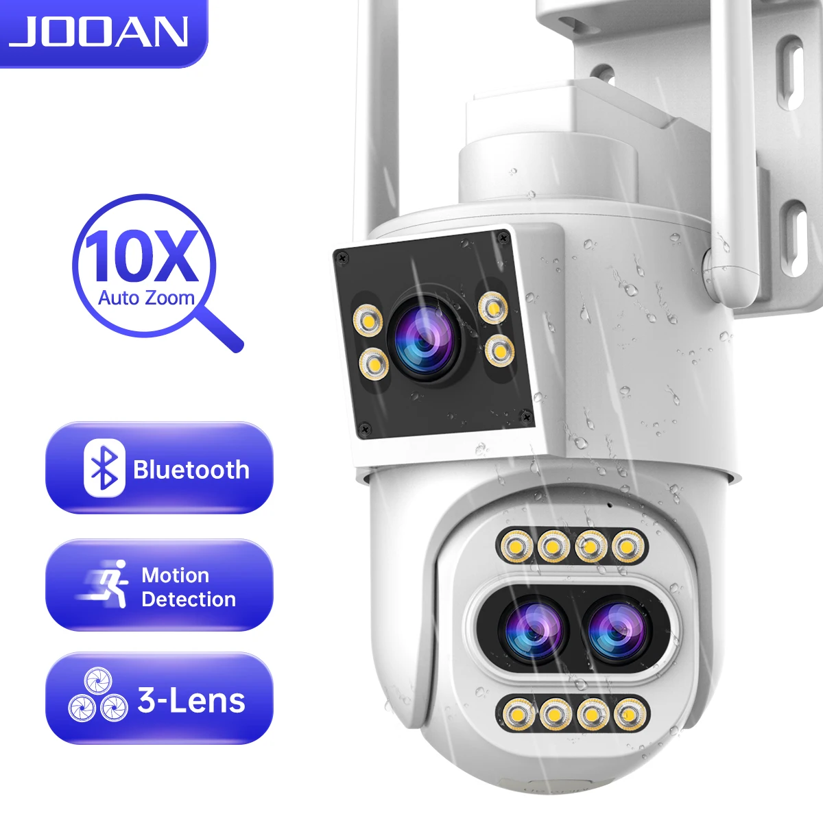 jooan 8mp 4k hd wifi camera ip ao ar livre 10x zoom tres lentes tela dupla camera ptz rastreamento automatico de seguranca em casa vigilancia cctv 01