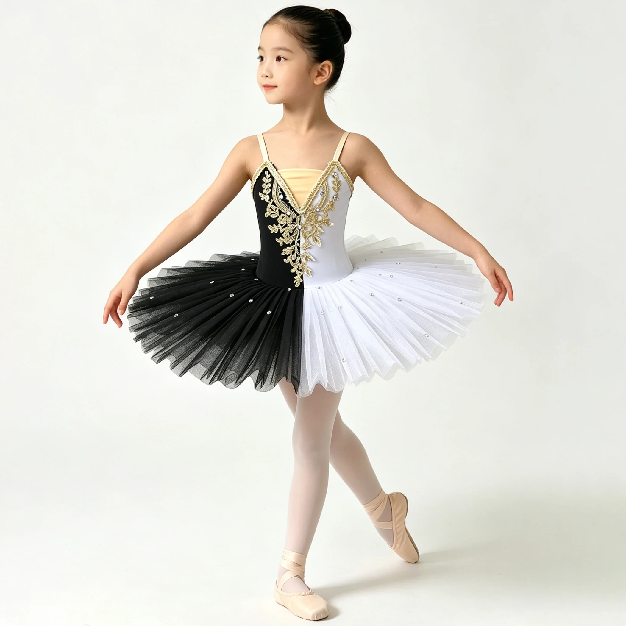 Professional Classical Tutu Ballet Dress Rhinestone Slip Contrast color Gauze Ballerina Party Dress Children Girl Dance Costumes