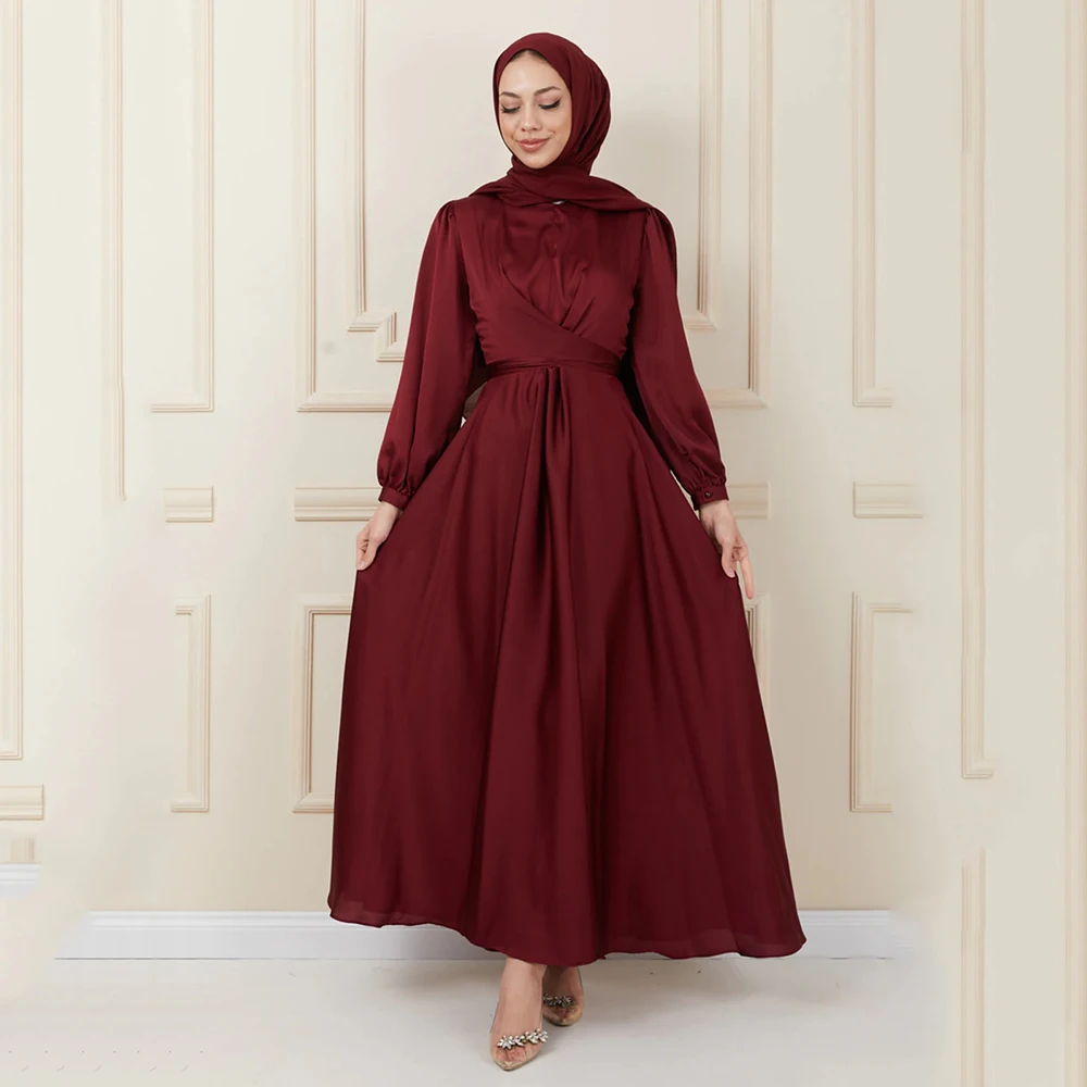 

Classic Evening Dresses For Women High Neck Puff Sleeves Empire Prom Dresses Chiffon Ankle Length A-Line فساتين مناسبة حسب الطلب