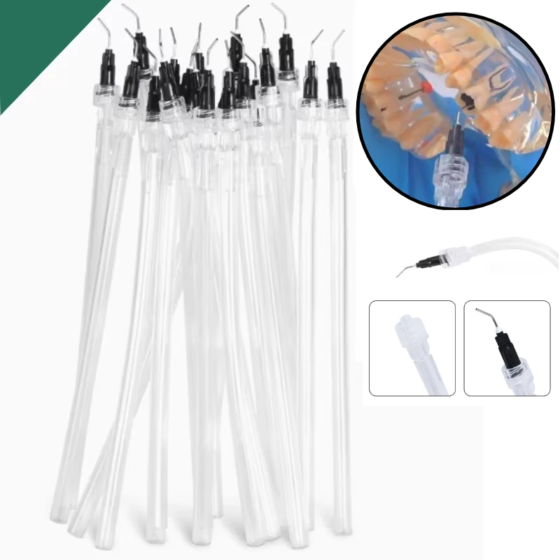 Dental Medical Saliva Ejector Aspirator Suction Pre Bent with Syring Needle with Syring Needle Tip Dentistry Disposable Material