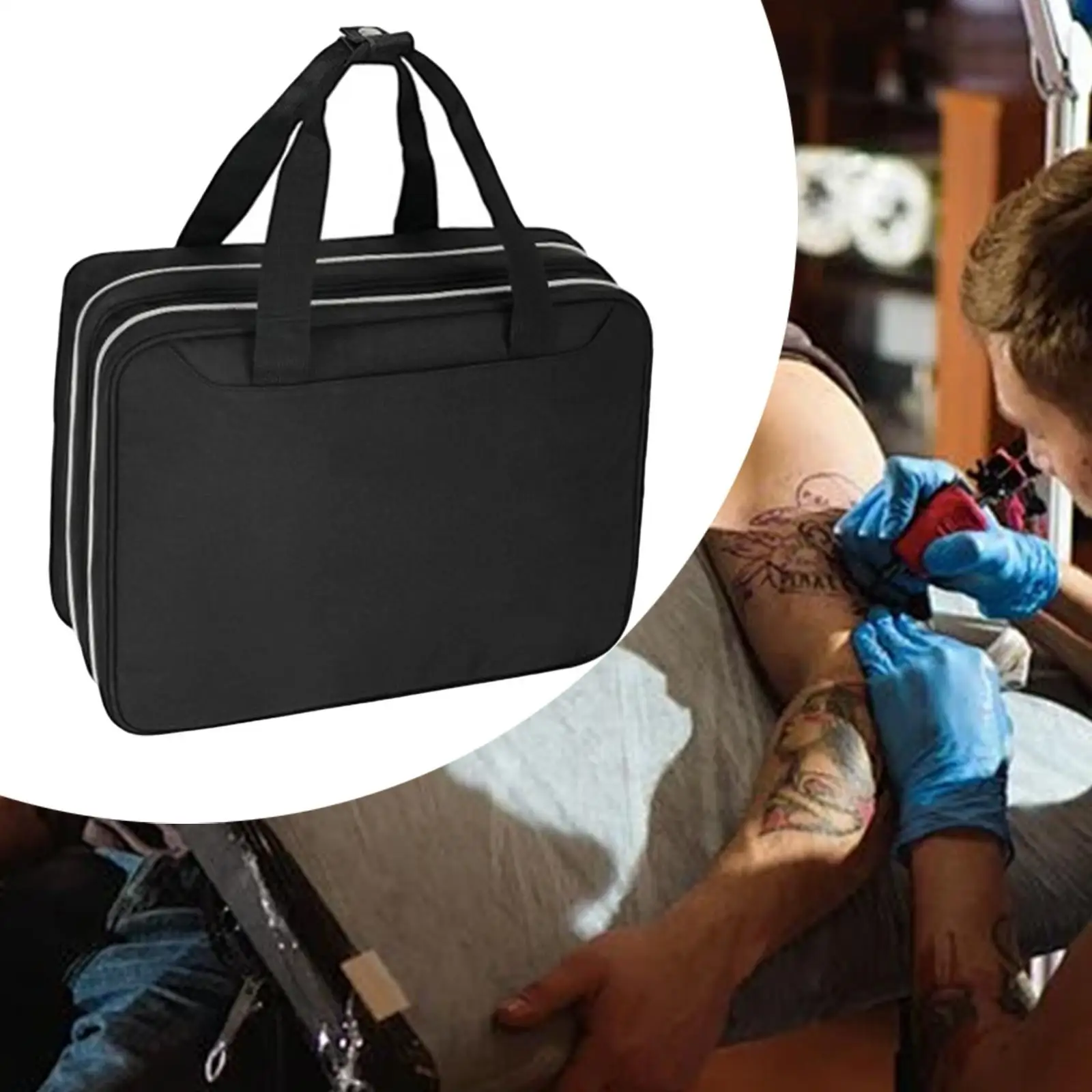 Tattoo Travel Case Tattoo Supplies Zipper Fixed Belt Supplies Polyester Organizer Tattoo Storage Organizer for Gloves Pen Ink