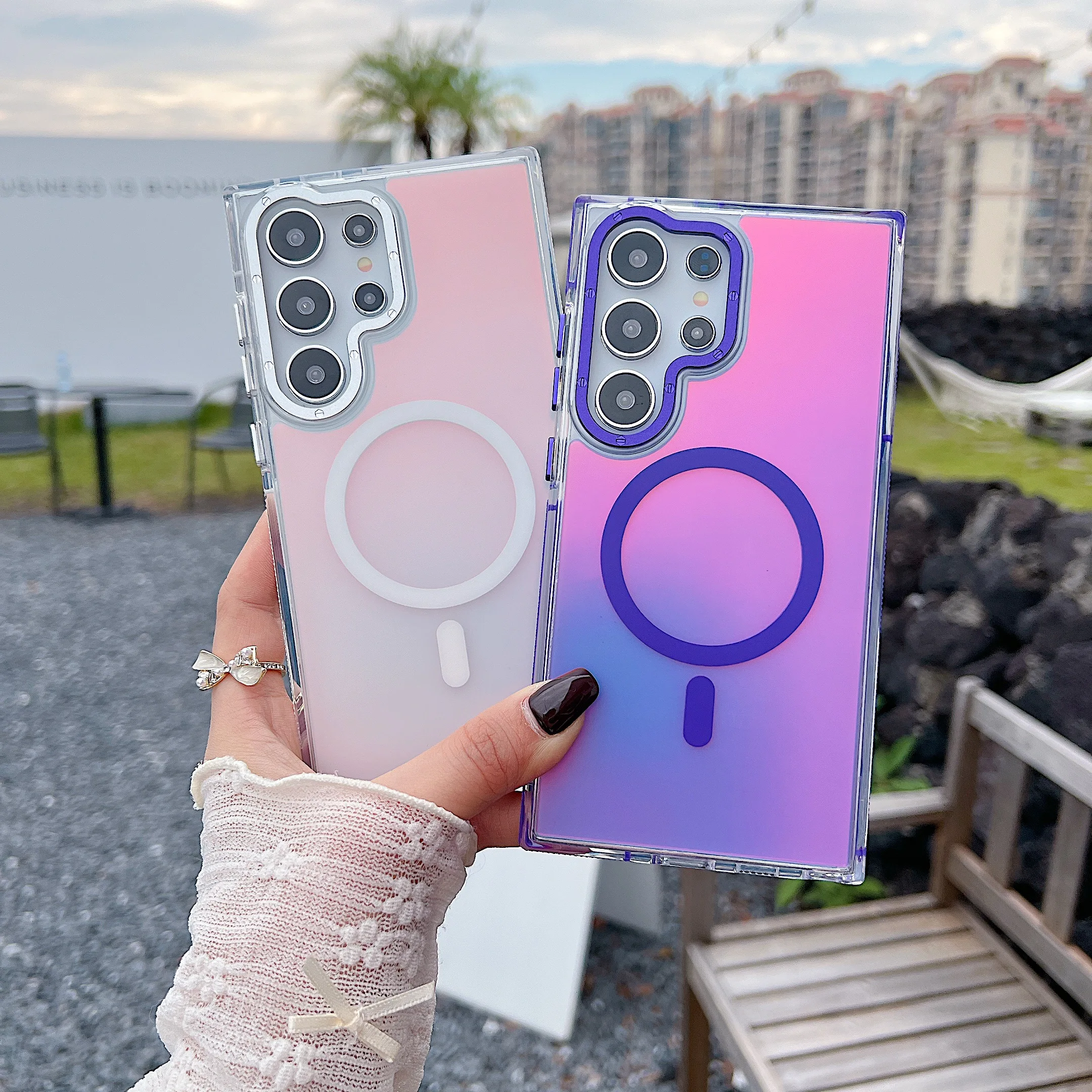 Color Changing Magnetic Phone Case for Samsung Galaxy S26 Ultra S25 Edge S24+ S23 FE A57 A37 MagSafe Clear TPU Anti Shock Cover