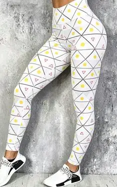 Women Mid‑Rise Fleece Lined Leggings Geometric Triangle Dot Print Warm Elastic Daily Pants