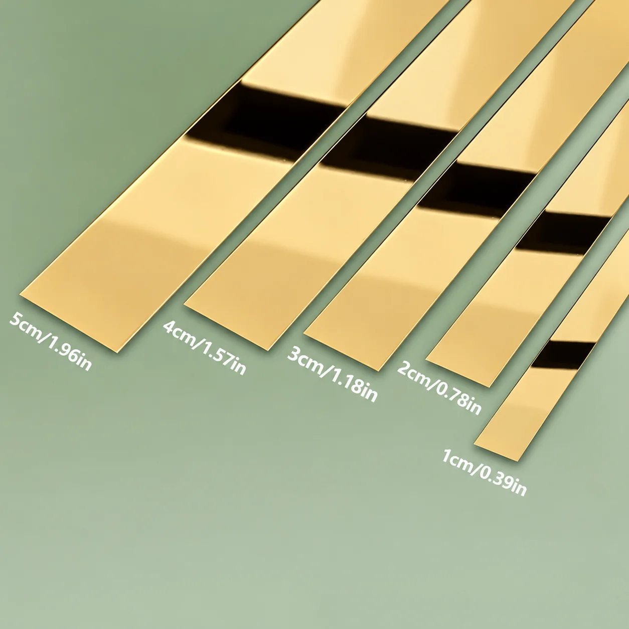 1PC 2.44MX1/2/3/4/5CM Gold Mirror Stainless Steel Trim Strip, Self Adhesive Wall Decoration Edge Strip for Home Decor