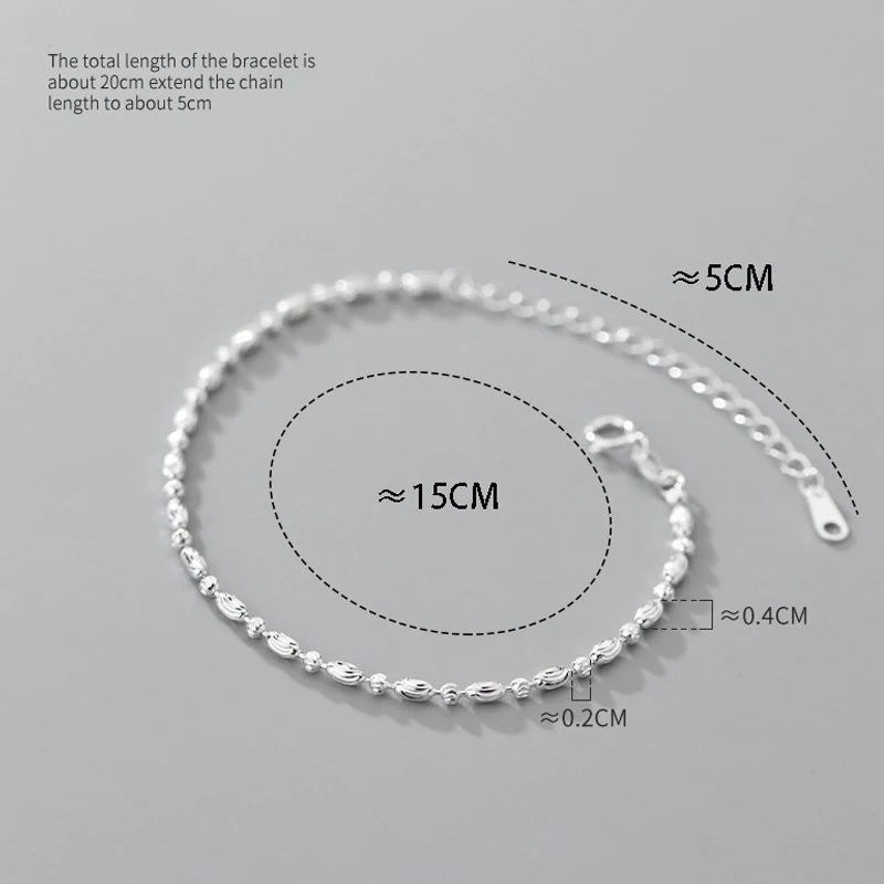 MIQIAO 925 Sterling Silver Real 100% Oval Beads Bracelet Luxury Jewelry Women's Hand Bracelets Charm Chain 2022 New Arrival