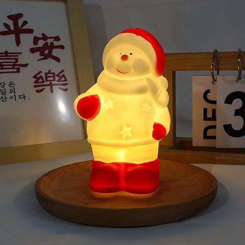 Light Up Santa Claus Night Light Christmas Ornament Shatterproof Vinyl Santa Figurine Lamp Battery Operated Warm Glowing view 4