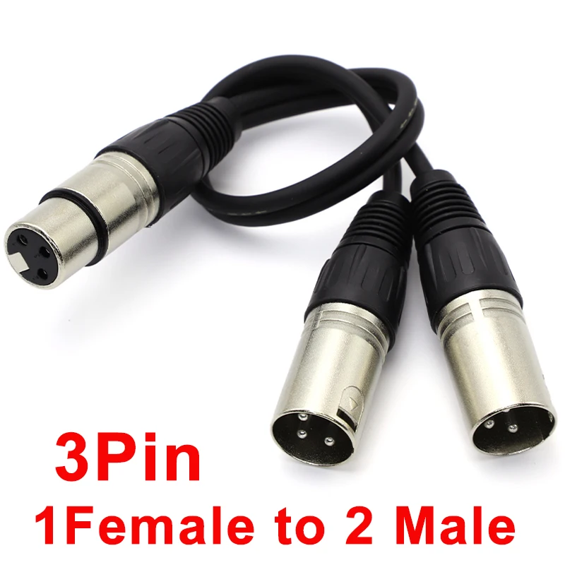 30cm XLR Splitter Cable Female to Dual Male Y-Splitter 3Pin Audio Line Converter Adaptor Foil Braided Shielded For Microphone