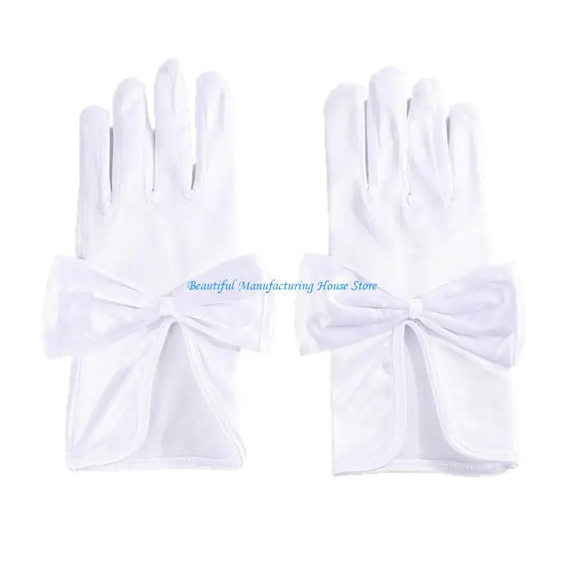 ถุงมือ E56a ถุงมือสั้นสีขาวสั้นสำหรับ Proms Concert Concert Evening Banquet Accessory Gloves Short