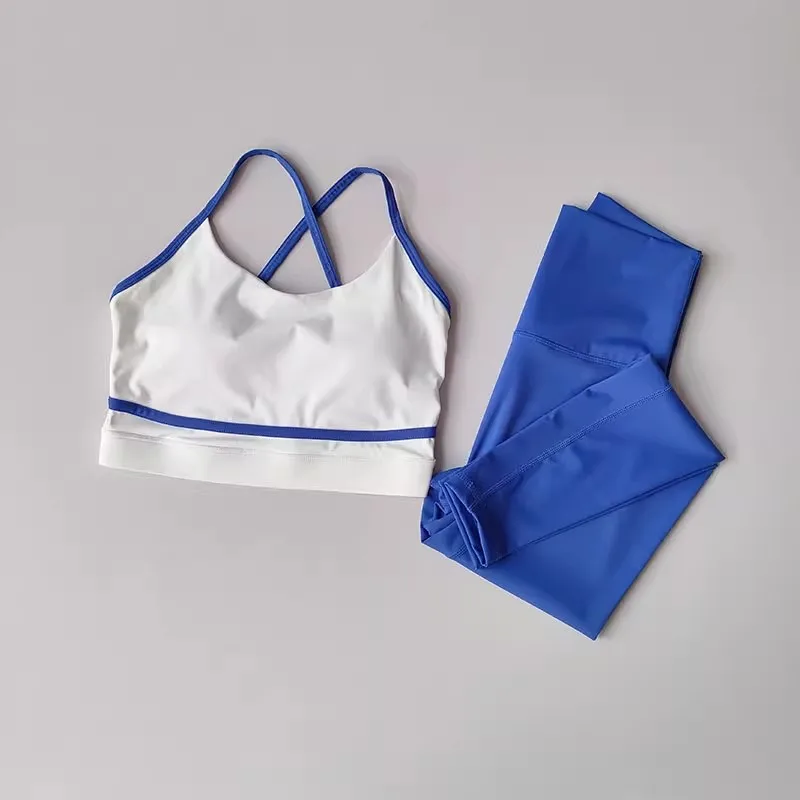 Damen Yoga-Set Workout-Set 2-teilig Hochgeschnittene Yoga-Leggings Sport-BH Fitnessanzug Activewear Sportbekleidung Fitness-Set Sportanzug – Detail 3