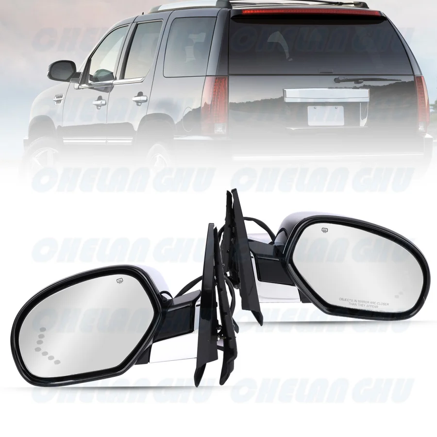 Para Cadillac Escalade ESV / Chevrolet Tahoe 2007 2008 2009 2010 2011-2014 lámpara de charco cromada de 11 pines montaje de espejo plegable eléctrico