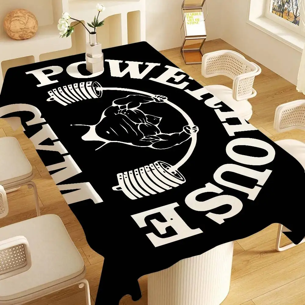 Bodybuilding Fitness Powerhouse Gym Tablecloth Tea Table Cloth Waterproof Cloth Wall Stove Rack Rectangular Wedding Banquet
