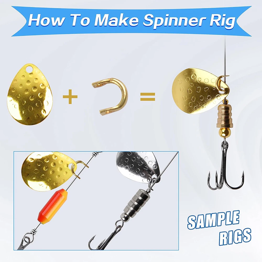 300Pcs Quick Change Spinner Clevis Brass U-Shaped Fishing Clevis Easy Spin Spinner Blade Clevis for Lure Making Spinnerbait