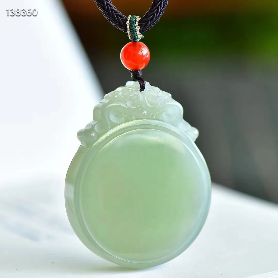 

New Natural 100% real cyan hetian jade grave Ping An pendant jewellery necklace auspicious for woman man gifts Bless peace