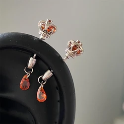 Red Zircon Crown 316L Stainless Steel  Spiral Ear Bone Nail New Fashion Y2K Earrings for Women Ear Piercing Cochlea Jewelry