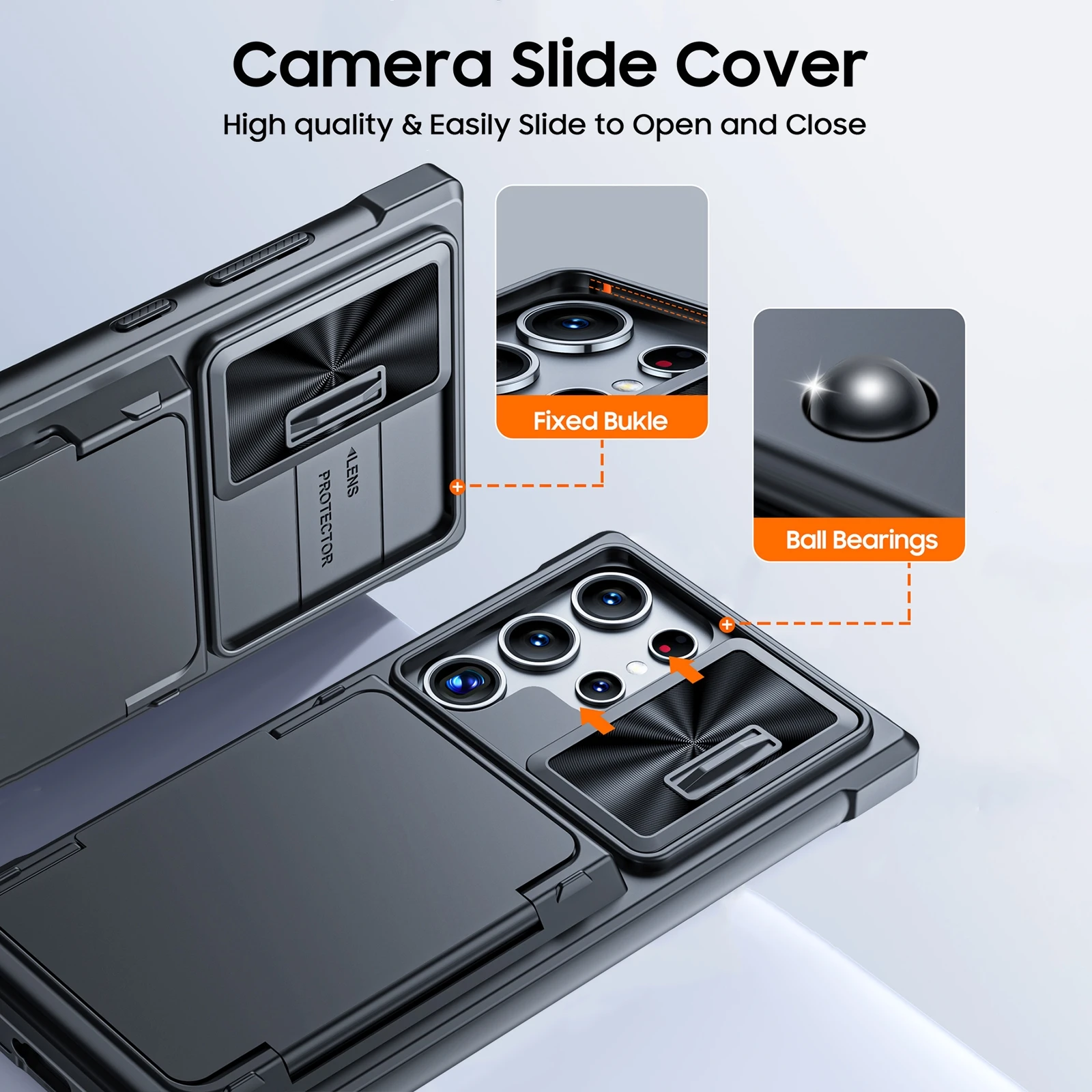 Valentine\'s Day Gift for Samsung S24 S25 Ultra iPhone 14 16 Google 9 Pro Sliding Camera Cover Stand Card Holder Shockproof Case