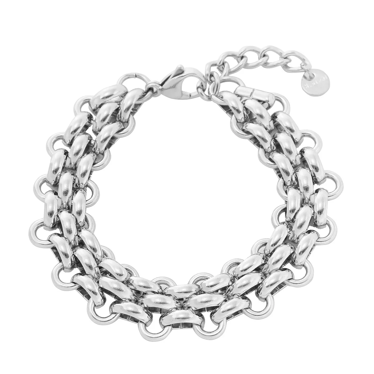

Stainless Steel Geometric Chain Bracelets for Men Women, Solid Stainless Steel Curb Link Chain Wristband Jewelry