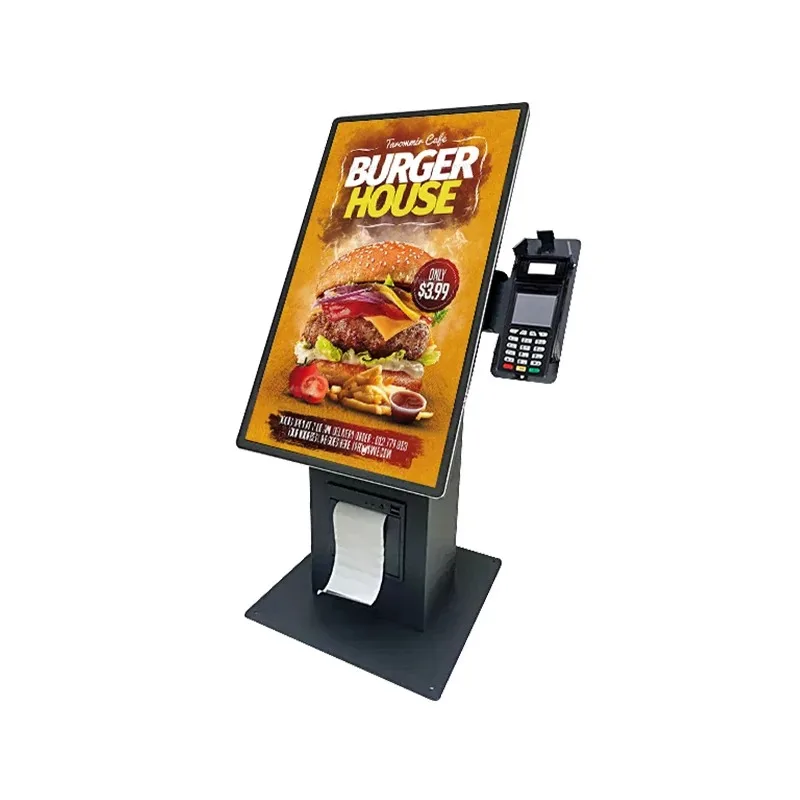 【Hot Sale】Desktop Standing Vertical 15.6 Inch 21.5 Inch Touch Screen POS Terminal Self Checkout Kiosk With Printer QR Code Scann