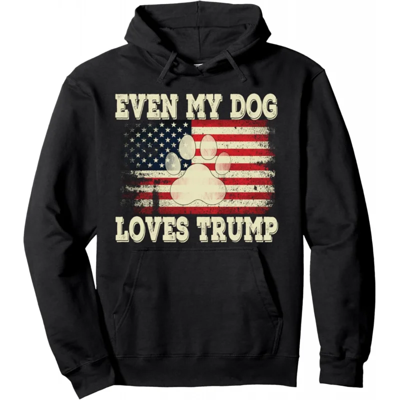 Even My Dog Loves Trump USA Flag Election Support Trump Pullover Hoodie