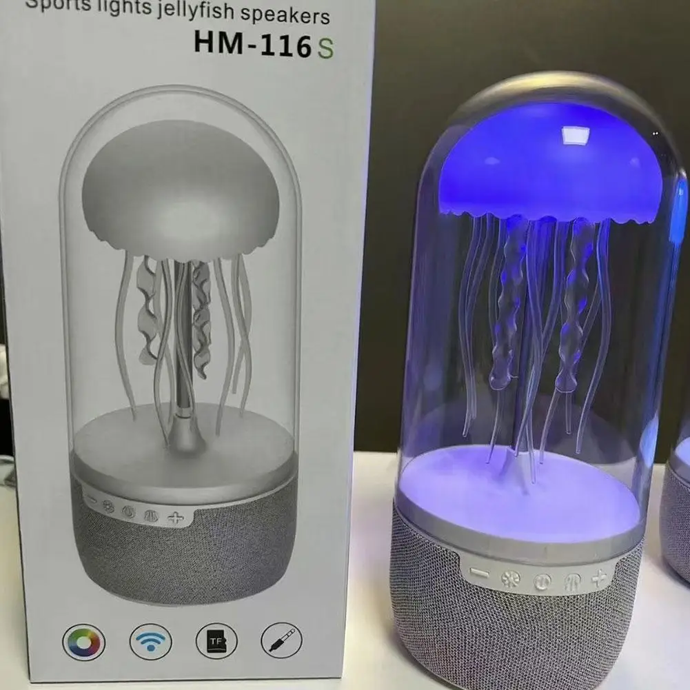 Altavoz de medusas, lámpara de estado de ánimo de medusas con Altavoz Bluetooth, altavoz LED que cambia de Color, Bluetooth, tarjeta USB TF, interfaz auxiliar