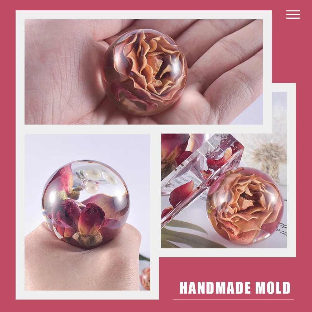 

5 Pcs Crystal Epoxy Mold Candles Round Silicone Molds for Resin Diy Sphere Shape Silica Gel Casting Mould Ornament Transparent