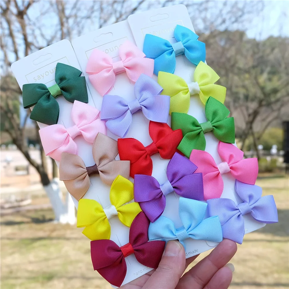 5/10Pcs/Set Color Bows Hair Cilp For Girls Plaid Ribbon Hairpin Baby Hair Accessories Kids Cute Barrettes Princess Headwear