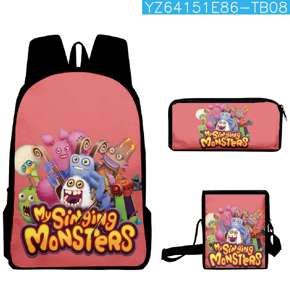 

Harajuku Youthful my singing monsters 3D Printed 3pcs/Set Student Travel bags Laptop Daypack Backpack Shoulder Bag Pencil Case
