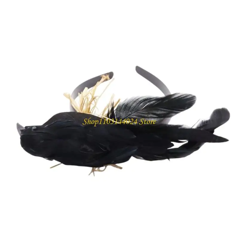 

N5KE Halloween Crow Headbands Festives Atmospheres Headdress Durability Headpiece