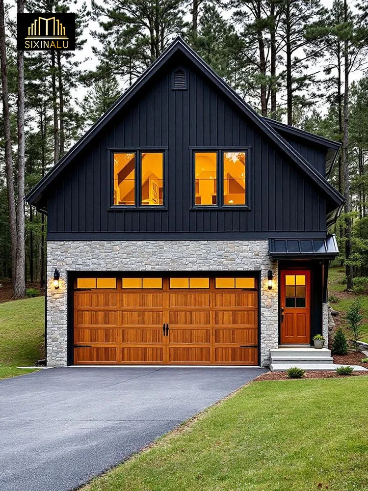 Sixinalu Electric Garage Door With Motor Entrance Entry Front Bi-Fold Doors Aluminum Profile Double Glazed Custom Home Decor