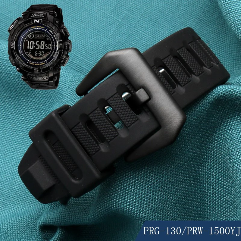 Silicone Rubber Watchband for Casio 3206 3135 PRG-130Y PRW-1500 PRW-1500Y Special Strap PROTREK 26*18mm Men Watch Band Bracelet