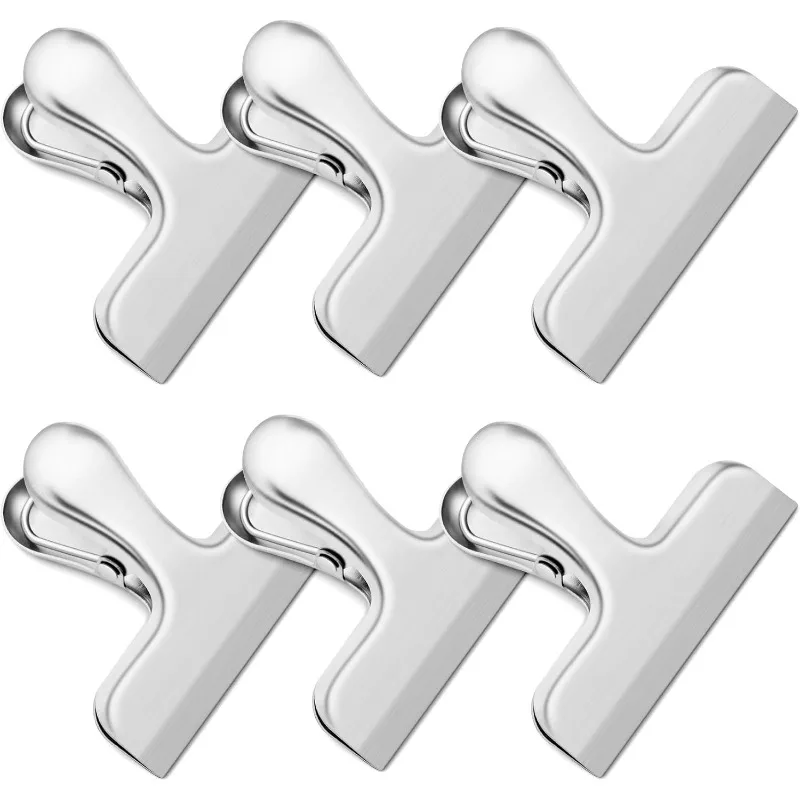 6 Pack Chip Clips Bag Clips for Food Snack Kitchen Storage(Silver)