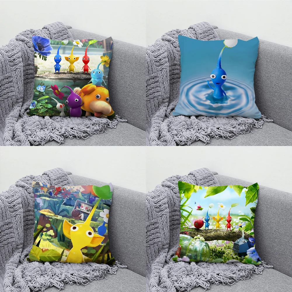 P-Pikmin 4 Game Cute Pillow Case Soft Cushion Cases for Farmhouse Sofa Decor Home Decorations and Protector Pillow Case