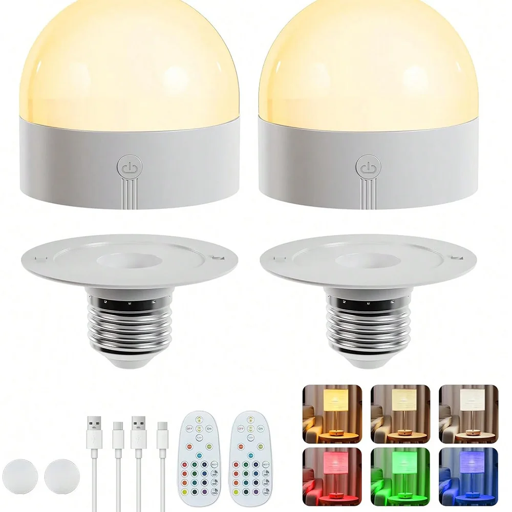 Rechargeable Light Bulb with Remote Control Dim & RGB, Timer, E27 Base,Backup Emergency Light for Home or Outdoor