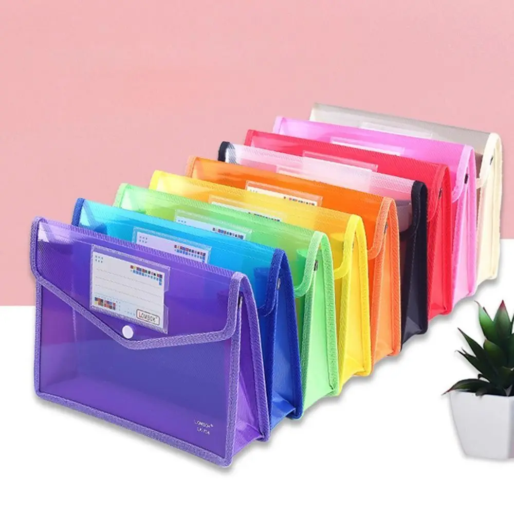 A4/A5 File Folder PVC Color Waterproof Document Bag Large Capacity Envelope Folder Office School Stationery Storage Pouch