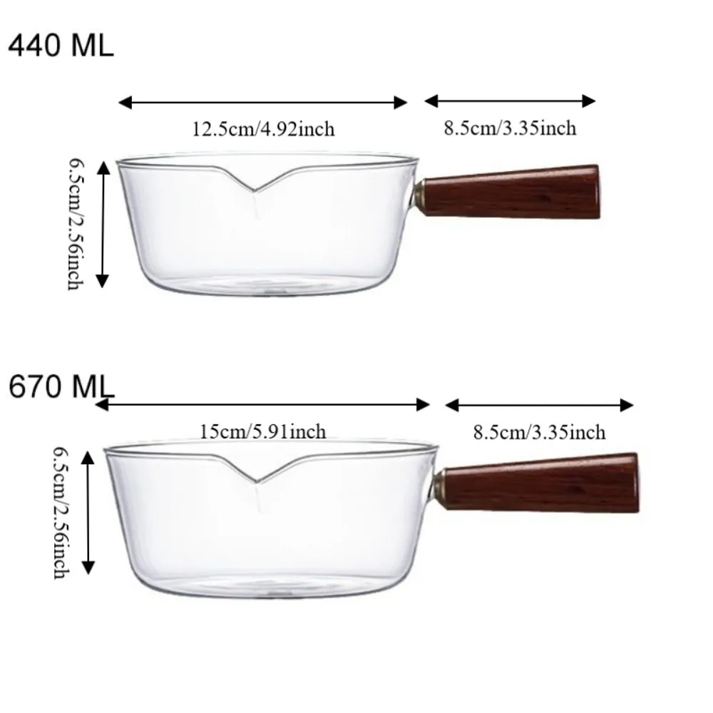Salad Bowl Wood Handle Glass Milk Pot Transparent Heat-resistant Noodle Pot Mini Heating Cooking Pot Baby Food view 6