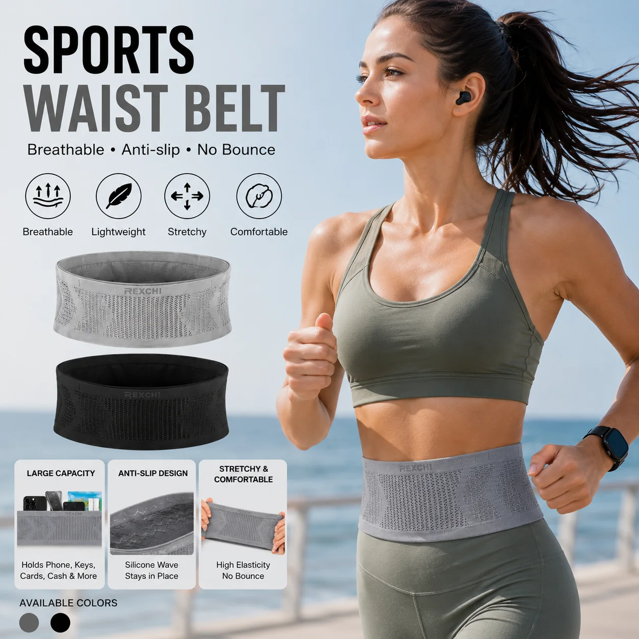 

Invisible Anti-Theft Running Waist Bag Ultra Thin Breathable Close-Fit Phone Pouch Unisex Sports Gear for Marathon Cycling