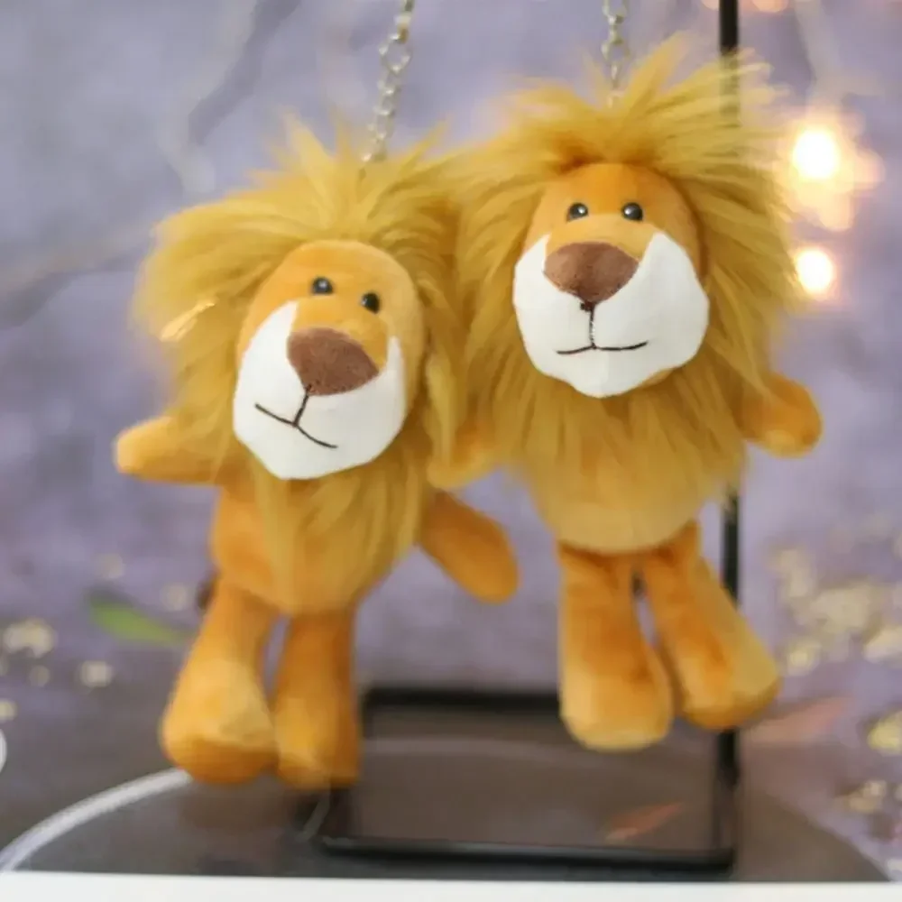 15cm Cute Little Lion Plush Doll Kawaii Cartoon Stuffed Animals Pendant Bag Toy Key Chain Keychain Car Accessories for Kids