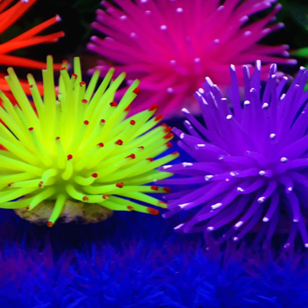 

6Pcs Sea Urchin Decor Premium Rubber Aquarium Ornaments Simulation Coral for Fish Tank Terrarium Realistic Plants Hiding Spots