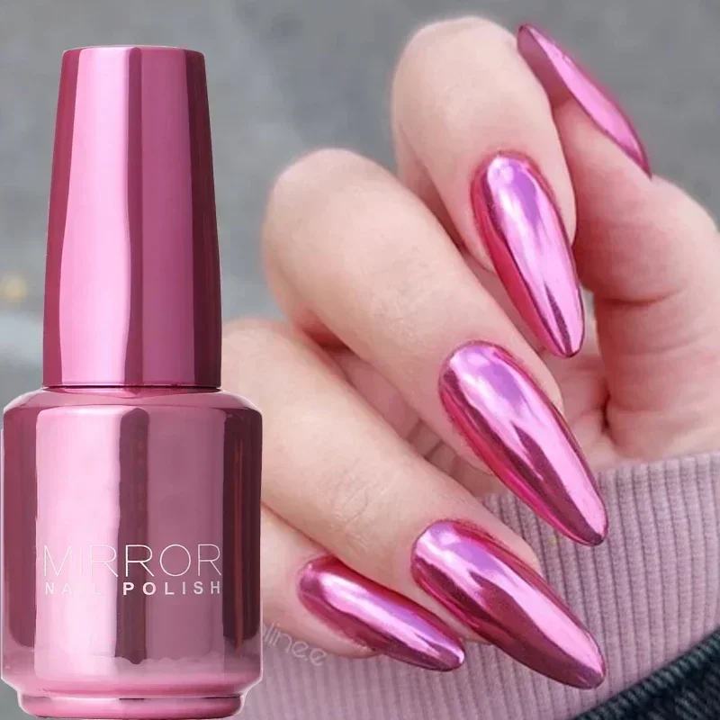 12-kleuren spiegellak Langdurig sneldrogend metallic zilver paars rosé goud nagellak semi-permanente nageldecoratie