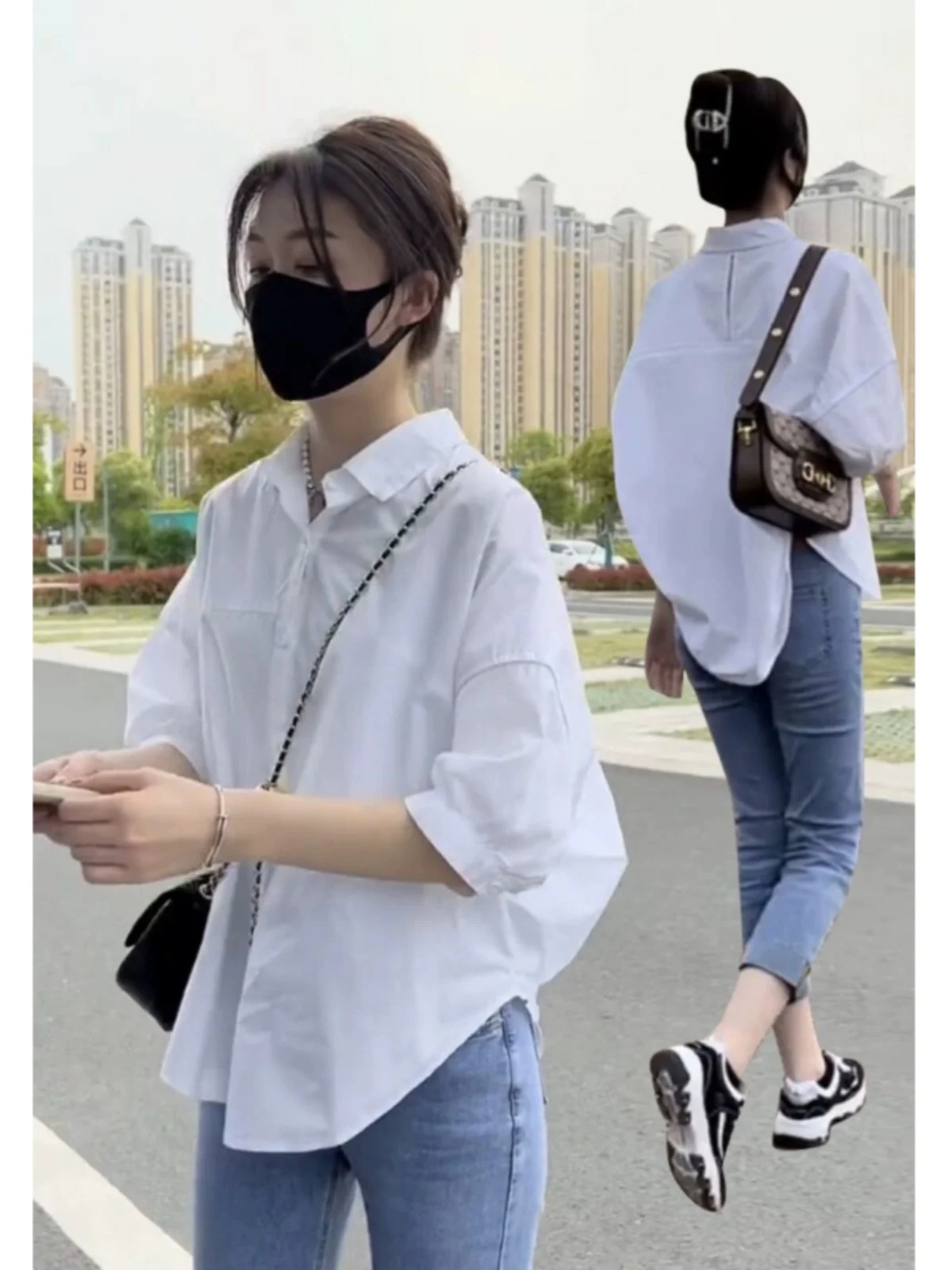 Elegant White Short Sleeve Shirt for Women Stylish Summer 2026 New Design Fashionable Top Quality Fabric Age 25-35 Suitable