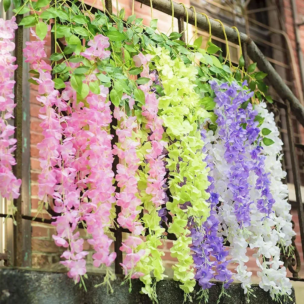 

12Pcs Wisteria Hanging Flower Garland Wedding Party Decoration Wall Arch DIY New Home Garden Decoration Artificial Flowers