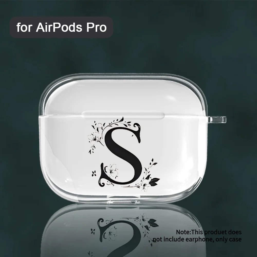 Letter S Transparent Earphone Cover For AirPods Pro2/Pro3/Pro Anti Drop Earphone Cover For AirPods 4/3/1/2 Anti Shock