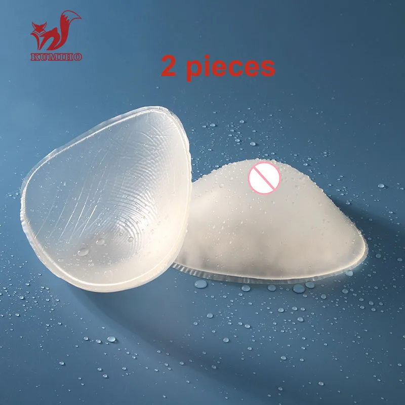 KUMIHO 2PCS Triangular Clear Breast Form Fake Boobs For Women Mastectomy Silicone Waterproof Breast Prosthesis Tits Cosplay Swim