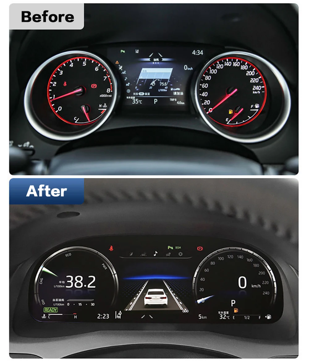 Car Auto Parts Digital Cluster For Toyota Camry 2018-2023 Dashboard LCD Instrument Virtual Cockpit Player Speedometer Headunit