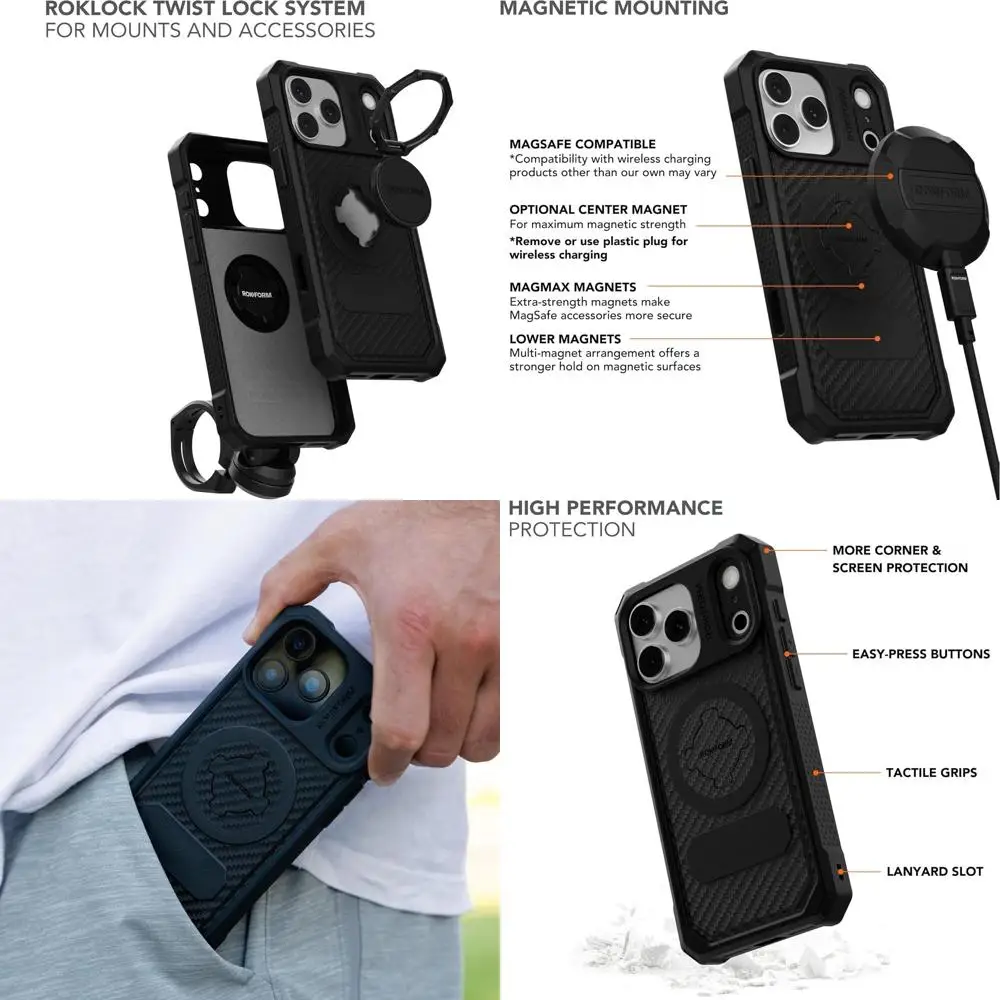 Robuuste hoes compatibel met iPhone 17 Pro Max, magnetische hoes (zwart)