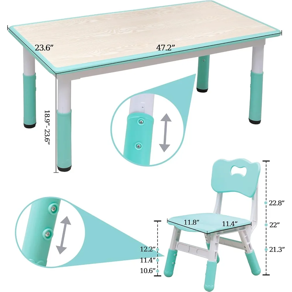 Ensemble de table et chaise réglables pour enfants, 4 sièges, bureau pour tout-petits, filles et garçons âgés de 2 à 10 ans, recommandé