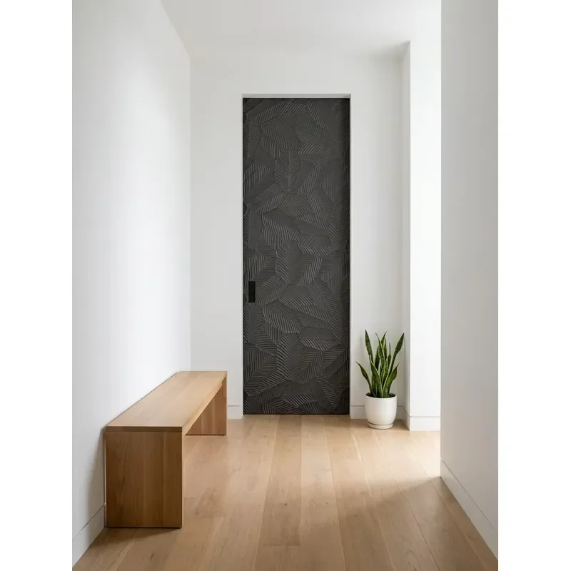 Custom  Carved 3D Leaf Solid Wood Wall Panel Textured Wooden Wall Cladding for Hotel Villa TV Background Wall