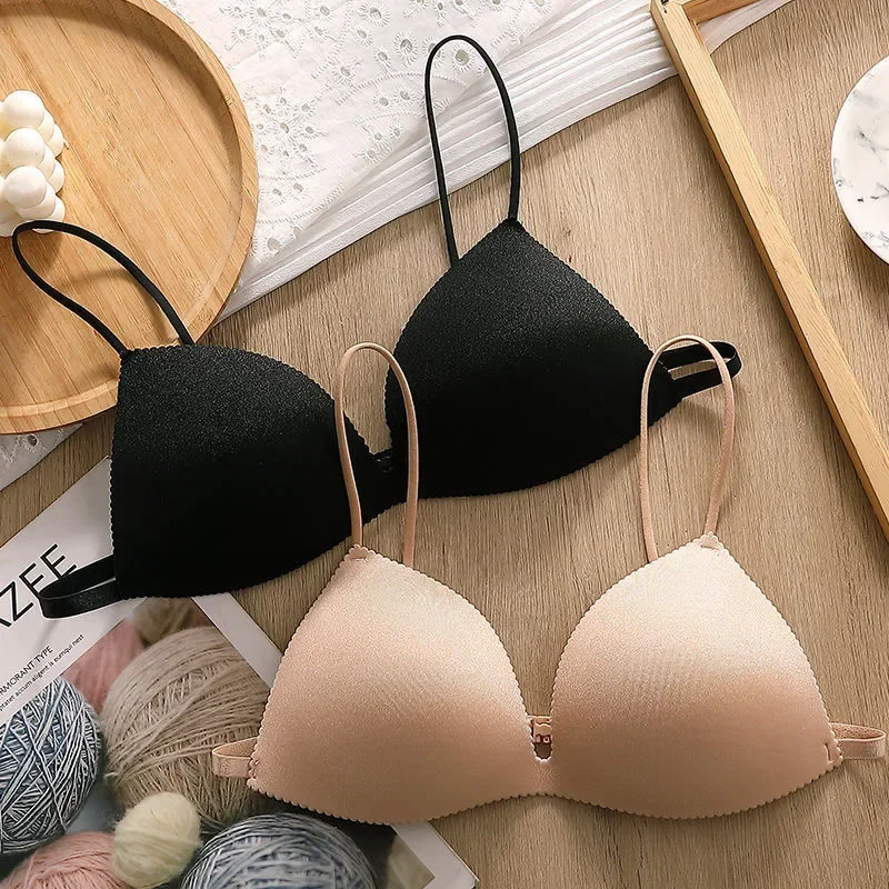 Women Bra Seamless Underwear Women Ultra-thin Thin Shoulder Strap Girls Backless Bras Push Up One Piece Bra Lingerie