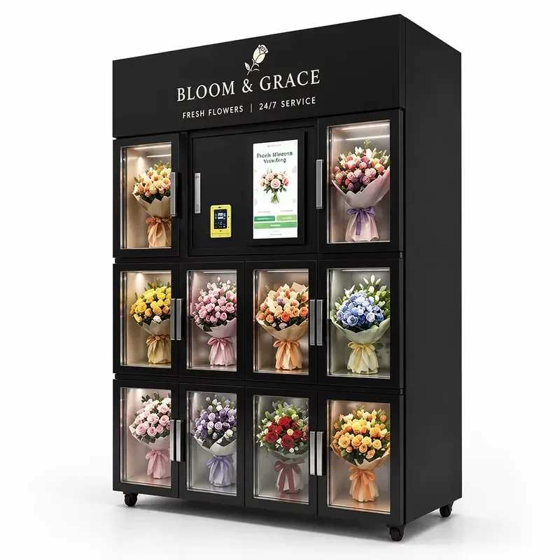 for Smart Commercial Subway Automatic Flower Vending Machine Refrigerated Fresh Floral Bouquet Retail Kiosk with Touch Screen
